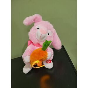 Cottondale Easter Animated Pink Bunny with Message Fan Play Peter Cottontail 10"